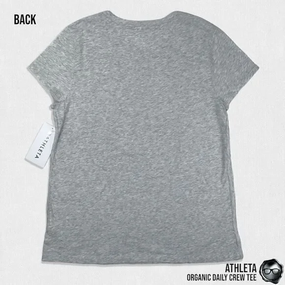 ATHLETA ORGANIC DAILY CREW TEE SHIRT GREY HEATHER COTTON T-SHIRT SIZE LARGE NEW - Picture 5 of 14